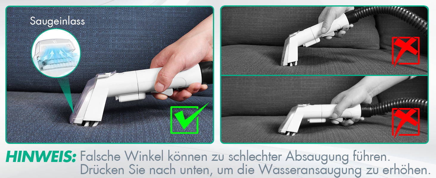 Портативний пилосос для миття килимів та диванів HAUSHOF, StainZapper, 400W, білий/сірий