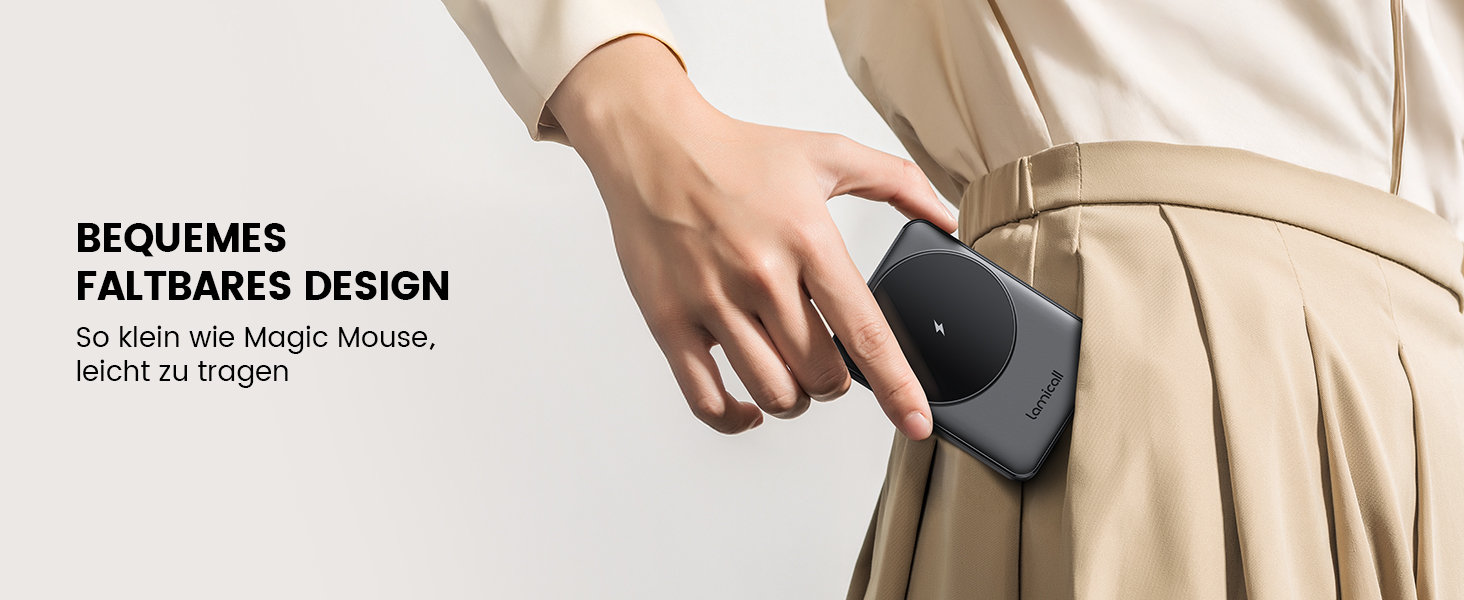 Зарядний станція Lamicall 3-в-1 для MagSafe: iPhone, Apple Watch, AirPods. Складана, портативна, бездротова. Сумісна з iPhone 17/16/15/14 Pro Max Plus Air.