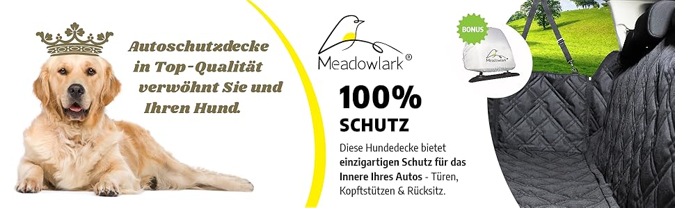 Накладка на сидіння автомобіля Meadowlark® для собак - Водонепроникна, XL (137x147 см), чорна. Захист від бруду, шерсті та подряпин. З 2 чохлами на підголівники.