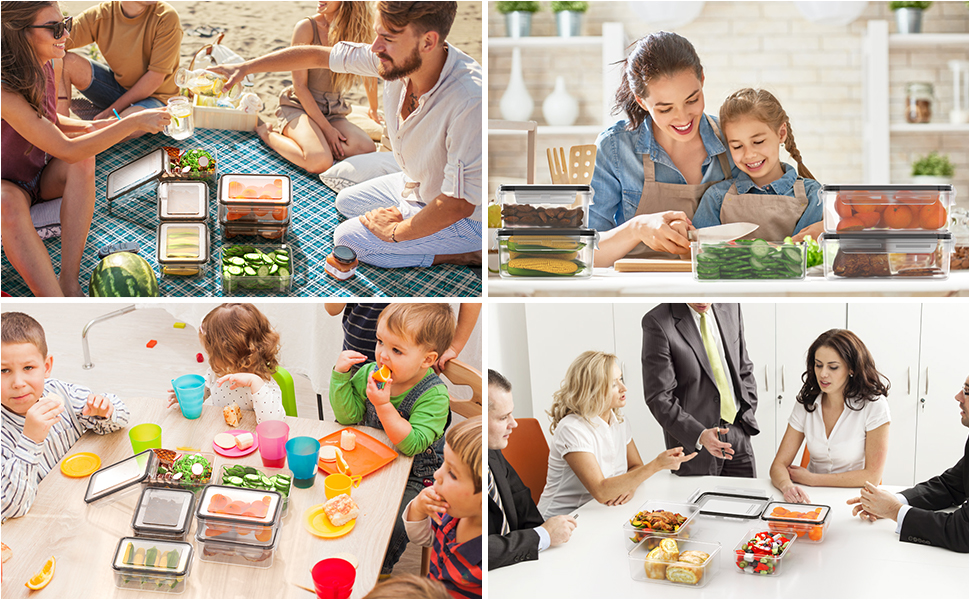 Набір контейнерів для зберігання продуктів 40 шт. з кришками, витіканнями, BPA-free, для кухні