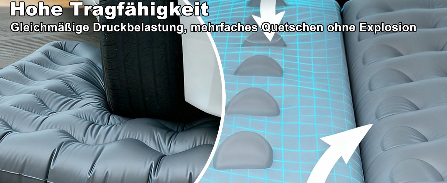 Надувний матрац для авто SUV, вантажівки та кемпінгу - матрац для заднього сидіння з електричною помпою, сірий