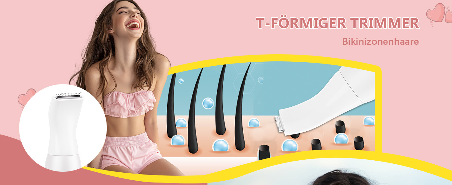 Електричний жіночий гірчак для інтимної зони 5-в-1 - для тіла, бікіні, брів та носа, IPX7, вологостійкий, білий