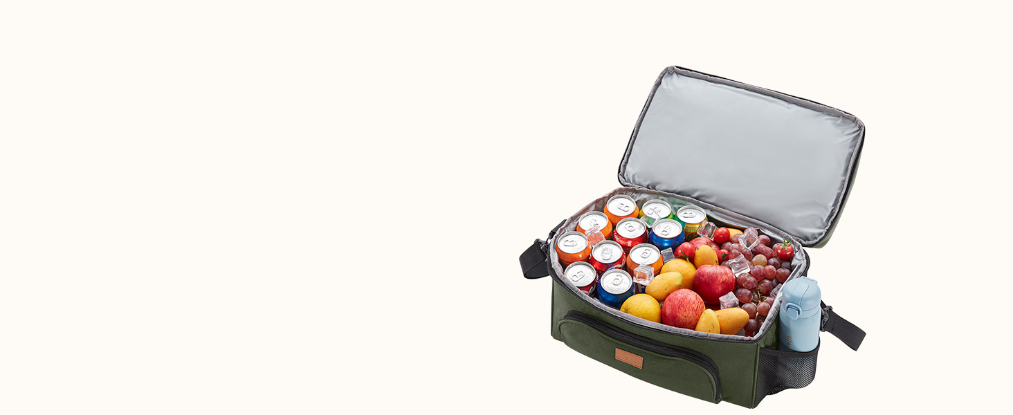 Термосумка LifeWit 30L, 32 банки, зелена: для пікніка, пляжу, роботи, подорожей
