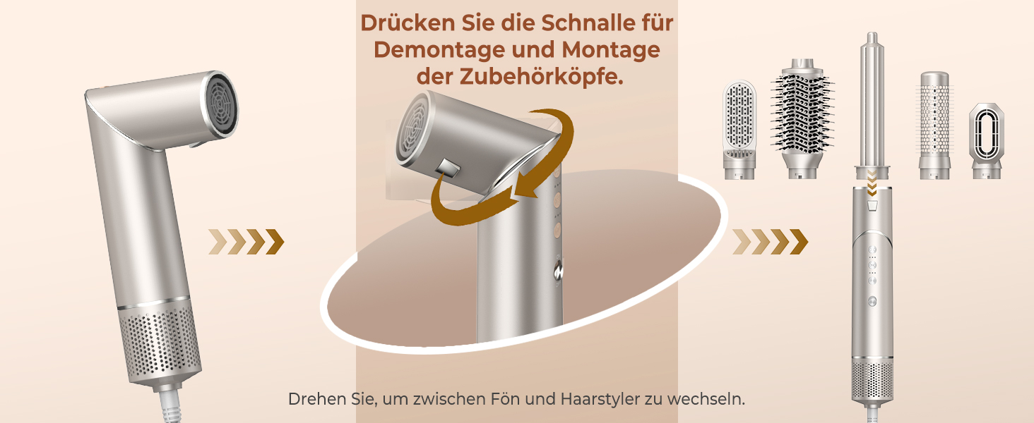 Air Styler 5 в 1: Фен-щітка, мультистайлер для волосся, 1000W, чорний