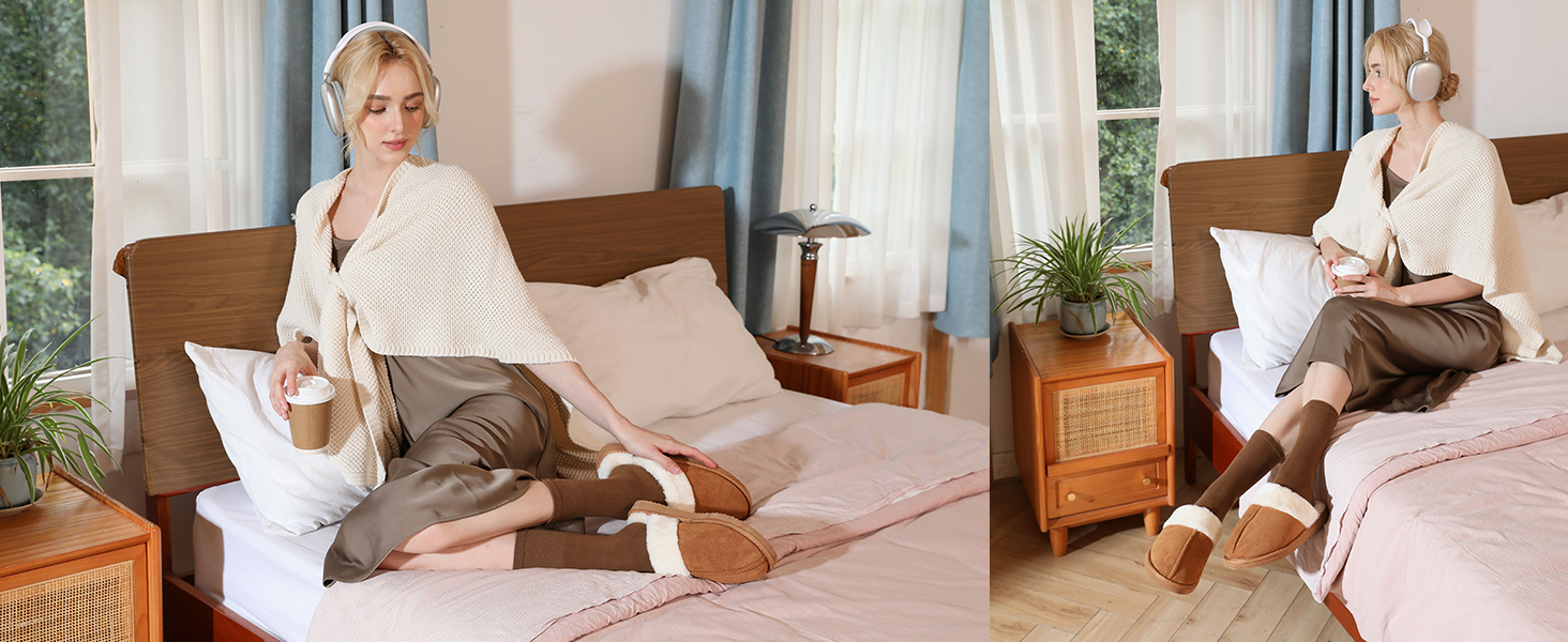 Тапочки домівок для жінок та чоловіків з штучного замшу, теплі зимові тапочки з піною з пам'яті, для дому та на вулицю, зручні, м'які, модель мюлі, 39 EU, коричневі