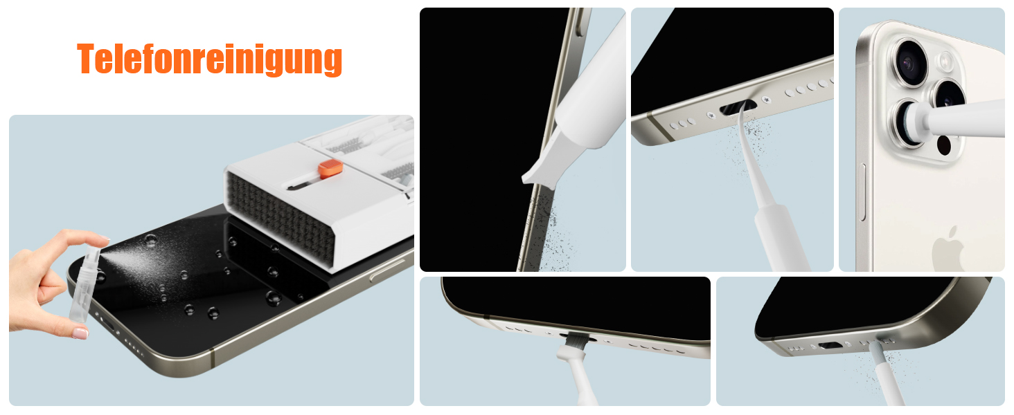 Набір для чищення гаджетів 22-в-1: навушники, телефони, клавіатури, камери, монітори, планшети, автоекрани. З щіткою та спреєм