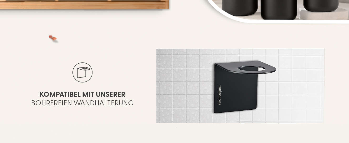 Шампунь MaisoNovo: Набір з 3 флаконів (500 мл) для самостійного наповнення, дозатор з чорним насосом, настінний кріплення, прозорий колір