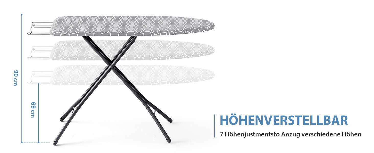 Відкидна гладильна дошка KINGRACK з регулюванням висоти, стабільний стійкий стіл для прасування з металевим каркасом, 33 x 110 см (Сірий)
