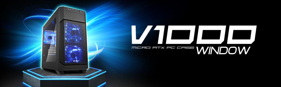 Корпус для ПК Sharkoon V1000 RGB Micro Tower, чорний, Micro-ATX, з бічним вікном