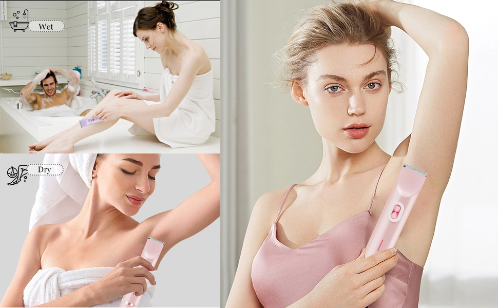 Електричний триммер для бікіні 2-в-1 для жінок та чоловіків – для гладкої шкіри, для інтимної зони, фіолетовий