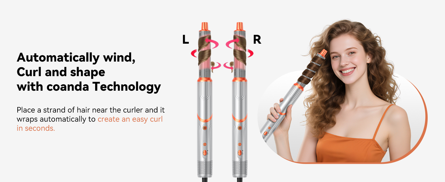 Air Styler Hair Stylers Airbrush 5-в-1: мультистайлер, фен-щітка, 800W, для об'єму, локонів, випрямлення та сушіння волосся (срібний)