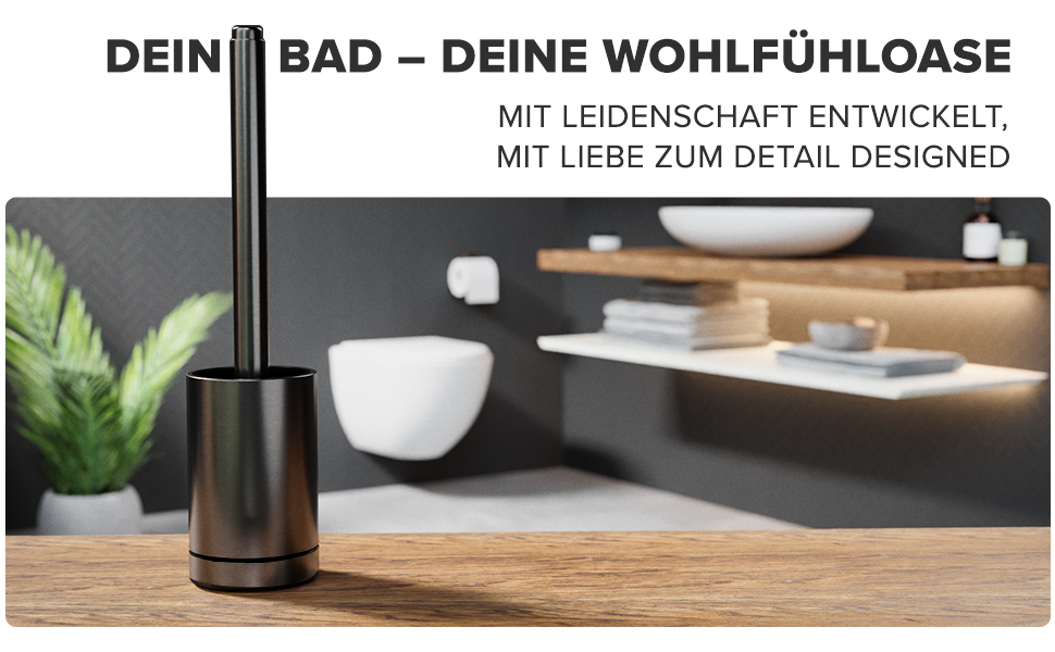 Торцева щітка для унітазу Arosund | Силіконова щітка для унітазу | З вентиляцією | Свободно стояча | Головка щітки з нержавіючої сталі | З резервуаром для мийного засобу | Знімний піддон для крапель | Щітка для унітазу (Gunmetal)