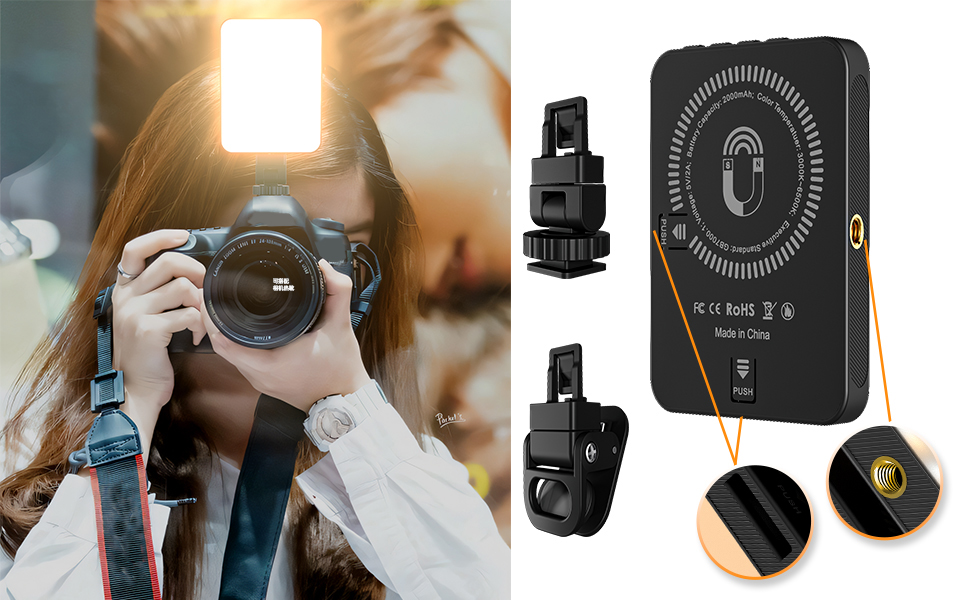 LED світло для селфі з магнітним кріпленням 128 LED, 3000K-6500K, 3 режими, 2000mAh, CRI 95+, для iPhone, iPad, камери, ноутбука, TikTok, відеозйомки, Vlog, чорний