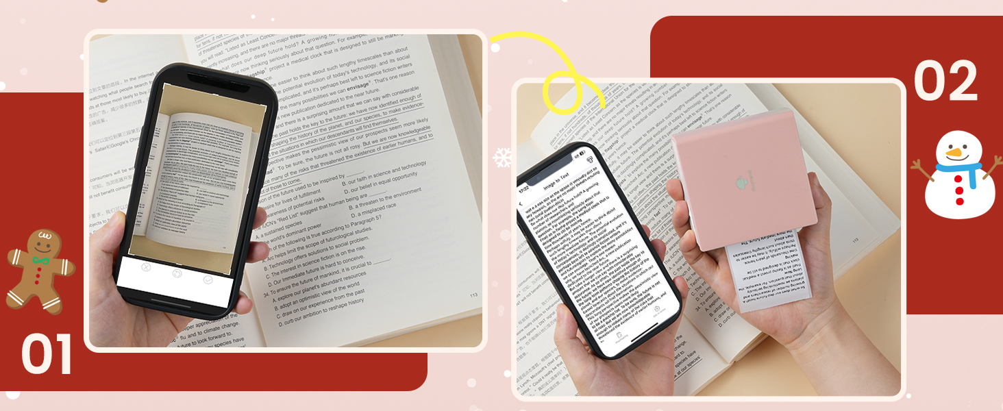 Портативний термальний принтер Phomemo M02: друк фотографій, журналів, DIY-малюнків (Bluetooth, USB, Android/iOS, зелений/рожевий)