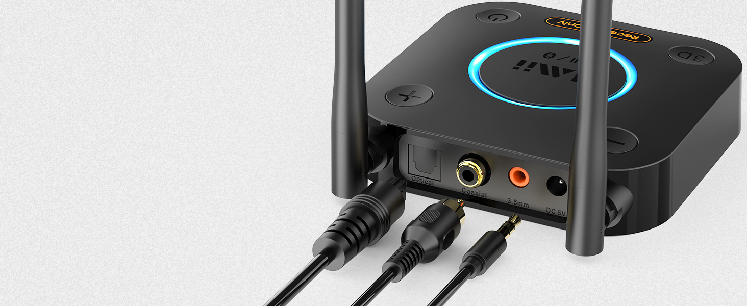1Mii Bluetooth 5.1 Аудіо Адаптер з Низькою Затримкою aptX, 3D Surround, Підтримка RCA/3.5mm/Coaxial для Підсилювачів та Колонок