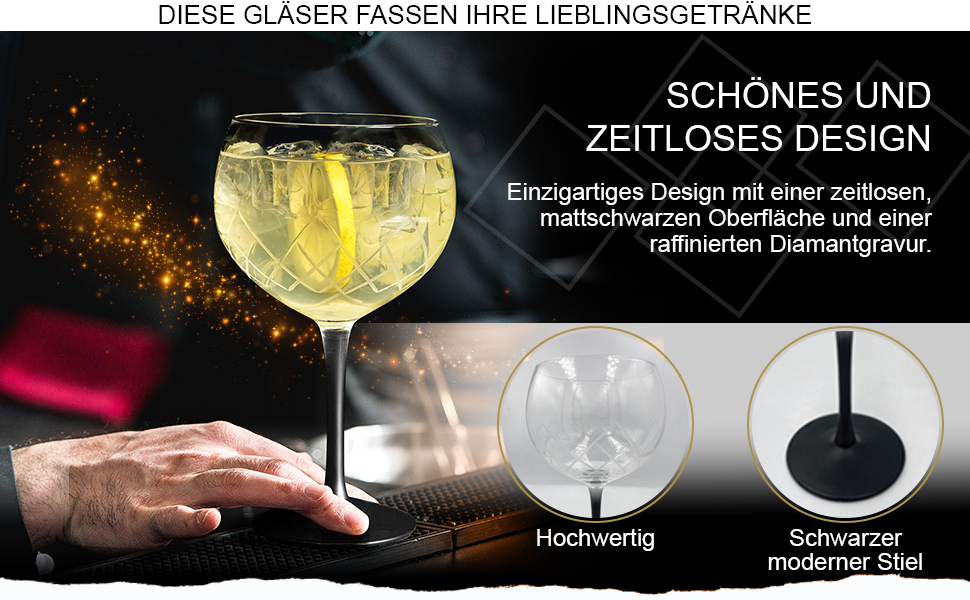 Набір Gin Tonic Glass Miamio Crystaluna (2 шт.) 650 мл: келихи для джину та коктейлів + мірний стакан та ложка