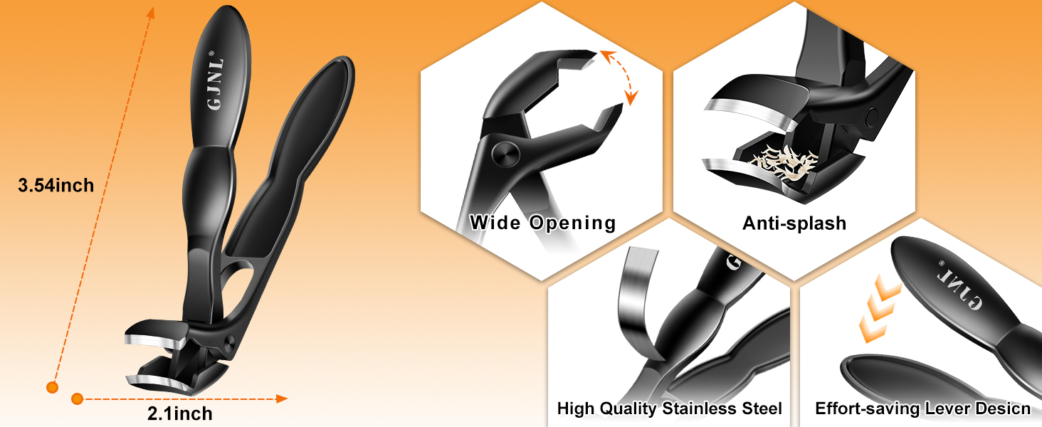 Інструмент для стрижки нігтів для літніх людей та чоловіків з товстими нігтями, 16 мм/37 мм, важкий, з кутовими лезами 45 градусів, для врослого нігтя (Помаранчевий)