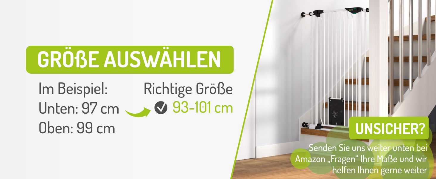 Захист для воріт BOMI Mira | Сітка для воріт з люком для котів | Ідеальний захист для собак, котів та цуценят | Металева сітка для воріт у квартиру, білий колір | Ширина: 73-83 см