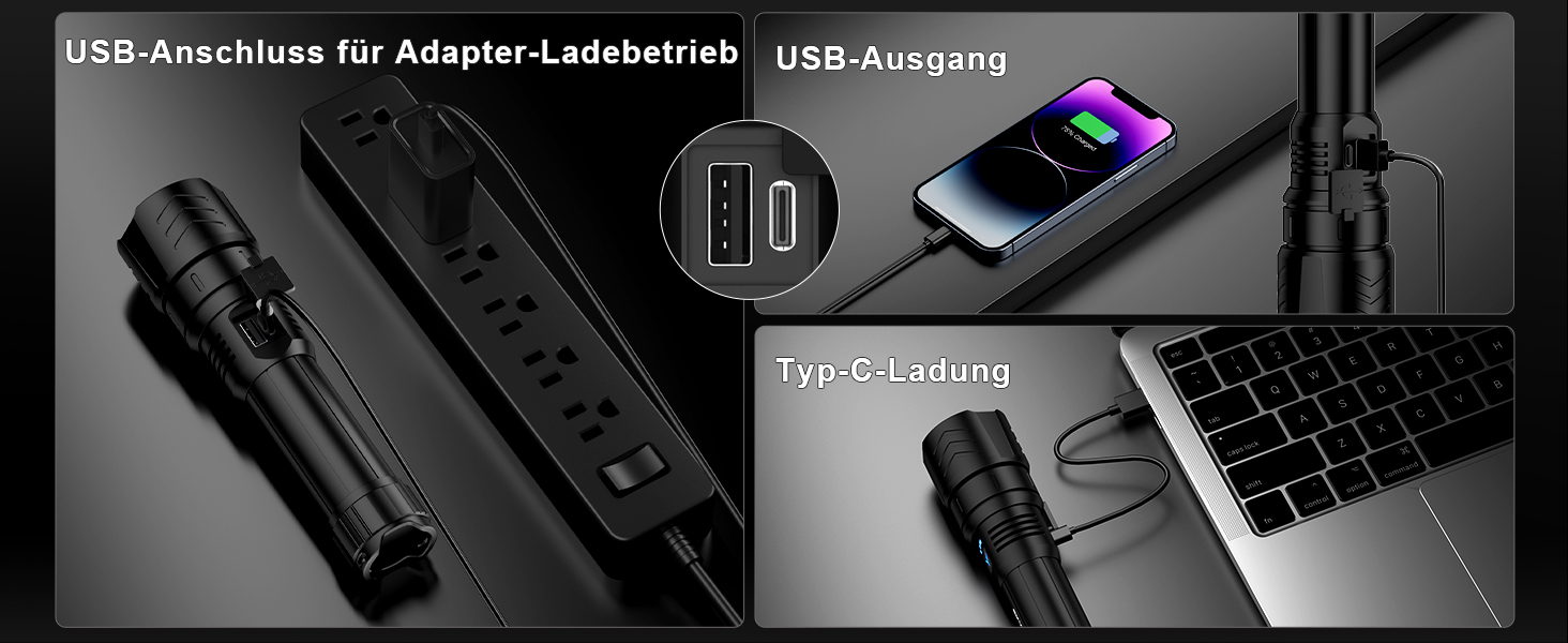 Ліхтар налобний LED Skyfire 900000 Люмен з лінзою для розпалювання вогню, USB, 4 режими яскравості, Zoom, для кемпінгу, надзвичайних ситуацій та походів, чорний