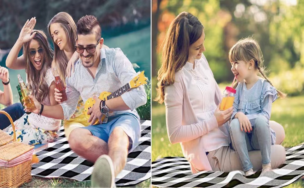 Плед для пікніка 200x150 см, водонепроникний, складаний - килимок для кемпінгу, пляжу, BBQ, подорожей