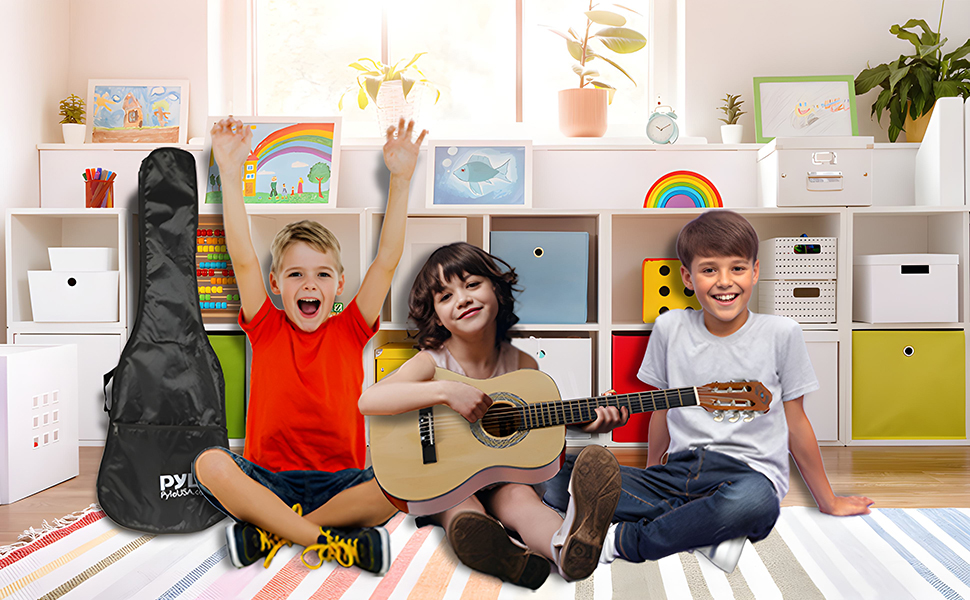 Акустична гітара Pyle для дітей та початківців, ½ розміру, з аксесуарами, чорна матова, 86 см