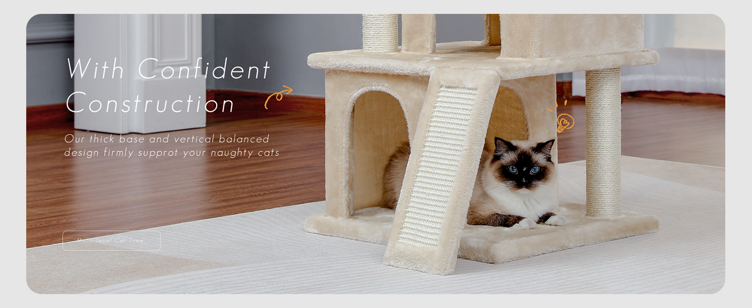 Котячий будиночок з когтеточкою Petpela Beige M 90см: когтеточка, будиночок, лежанка для котів