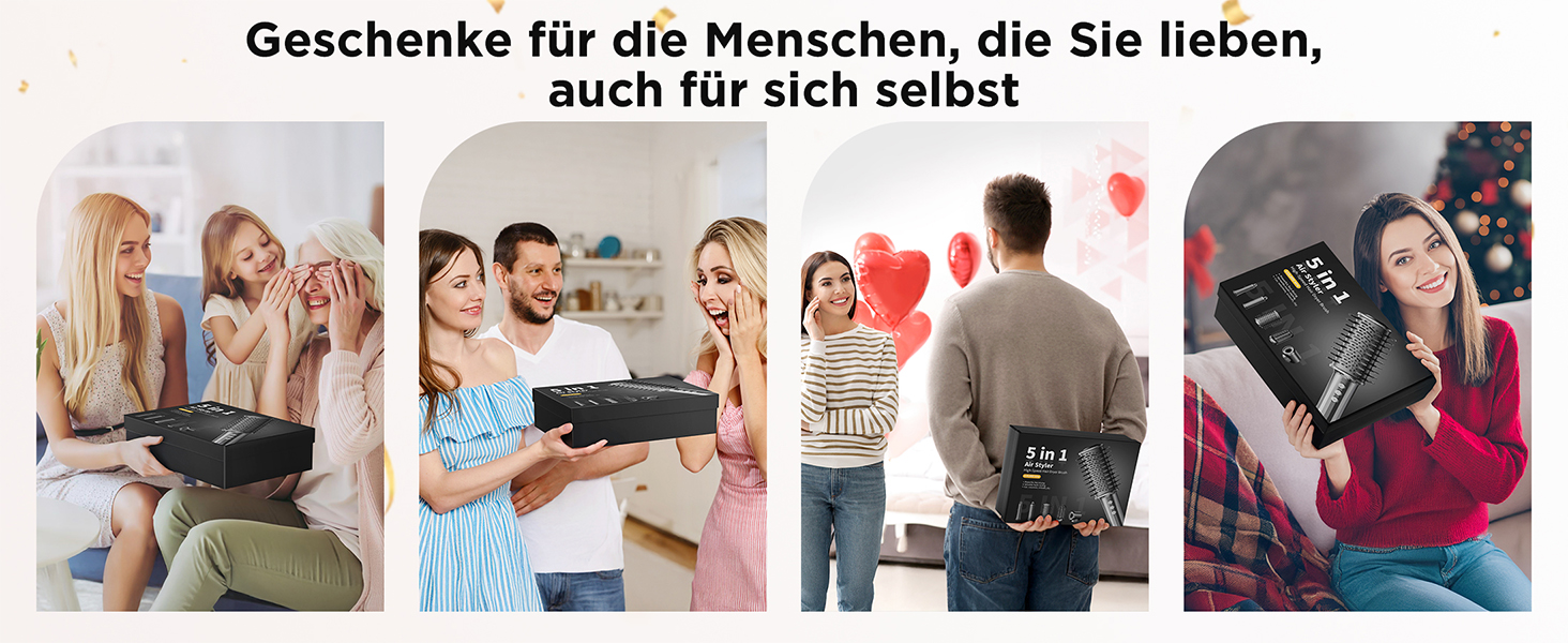 Айрстайлер 5 в 1: Іонний фен, плойка, щітка для об'єму, випрямляч, щітка-випрямляч. Швидке сушіння, об'єм, гладкість та блиск. Gunmetal