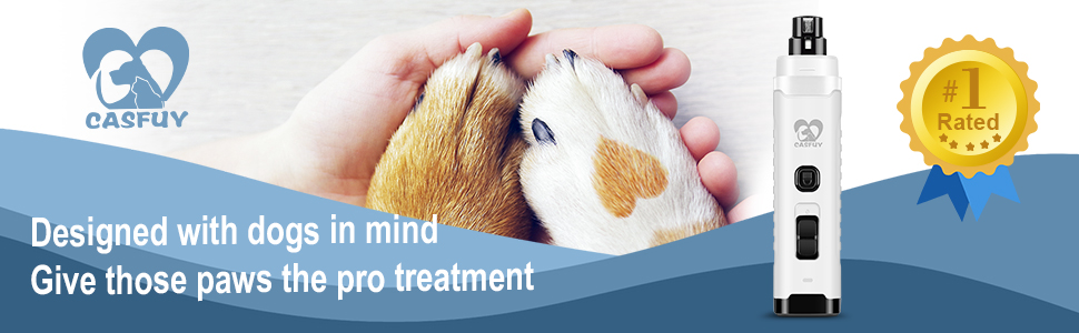 Електричний точило для собачих кігтів Casfuy з LED-підсвіткою, 4.8V, 2 швидкості, для середніх собак