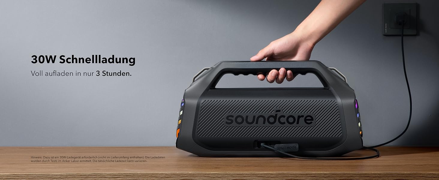 Soundcore Boom 2 Plus: Портативна Bluetooth колонка з RGB-підсвічуванням, 140W, IPX7, Power Bank, чорний
