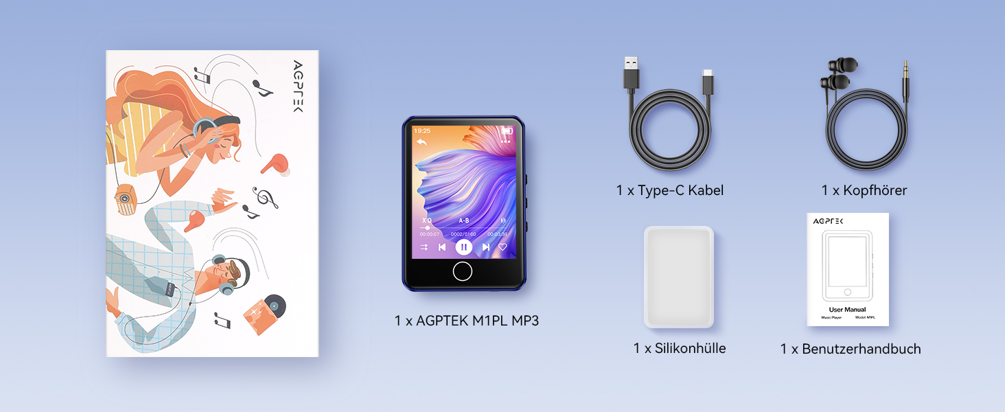 MP3 плеєр GPTEK з Bluetooth 5.3, 2.8