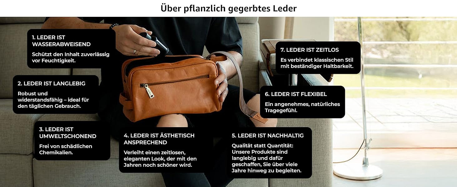 Шкіряна косметичка Berliner Bags Vintage Kulturbeutel Tim XL для чоловіків та жінок, коричнева