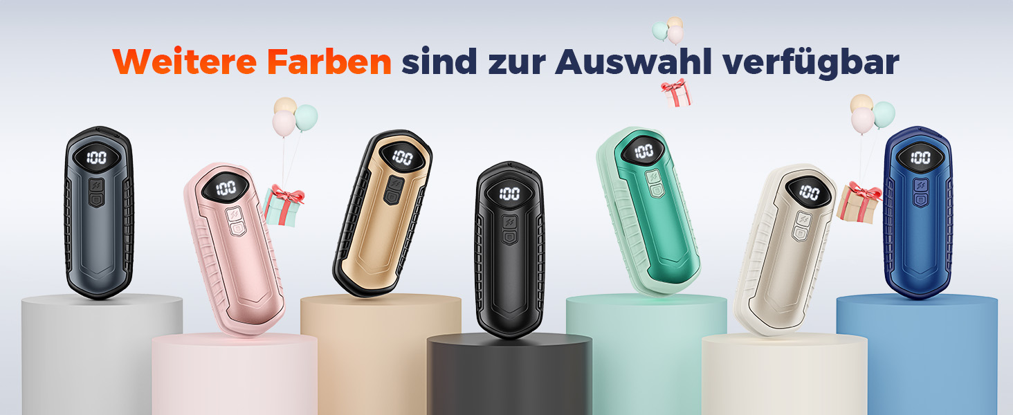 Грілки для рук акумуляторні, 2 шт, електричні, портативні, 6000mAh, кишенькові, ультралегкі та тонкі, 5 рівнів нагріву до 55°C, ідеальні для кемпінгу, чорні