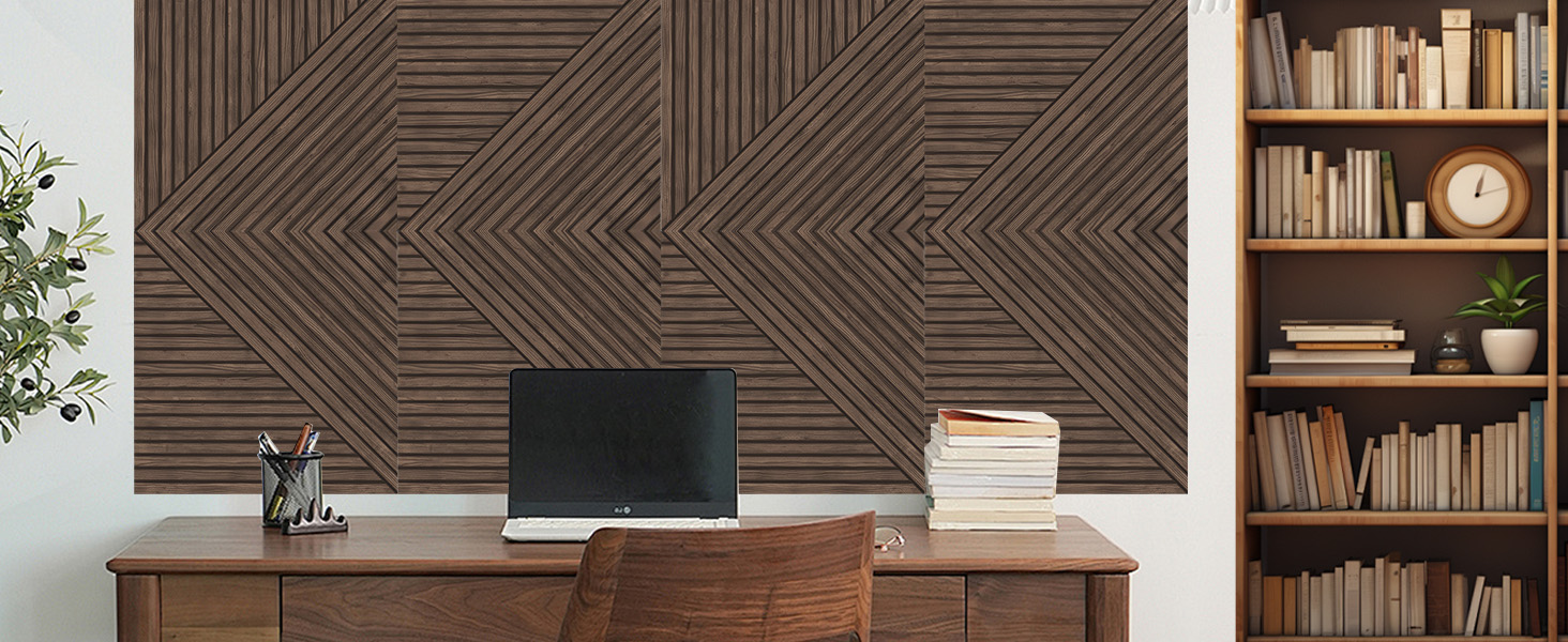 Акустичні панелі JBER, самоклеючі звукопоглинаючі стінові панелі для офісу, студії та дому, 6 шт, 180 x 120 см, колір темний горіх