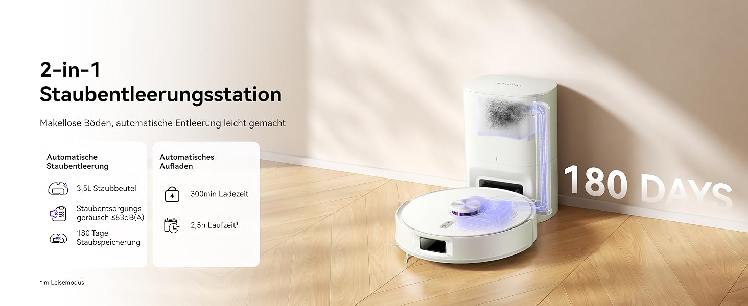 Робот-пилосос NARWAL Freo S з функцією миття підлоги, 8000Pa, 8N тиск, станція самоочищення 3.5L, LDS-лазерна навігація та 3D-картування, керування через додаток, для килимів/шерсті домашніх тварин