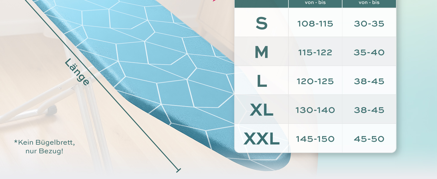 Чохол для прасувальної дошки Turbo 120x40 см – відбиває тепло, для швидкого прасування, з гумкою, 2 комфортні подушки, OEKOTEX100, Made in Europe, сірий/білий, розмір M