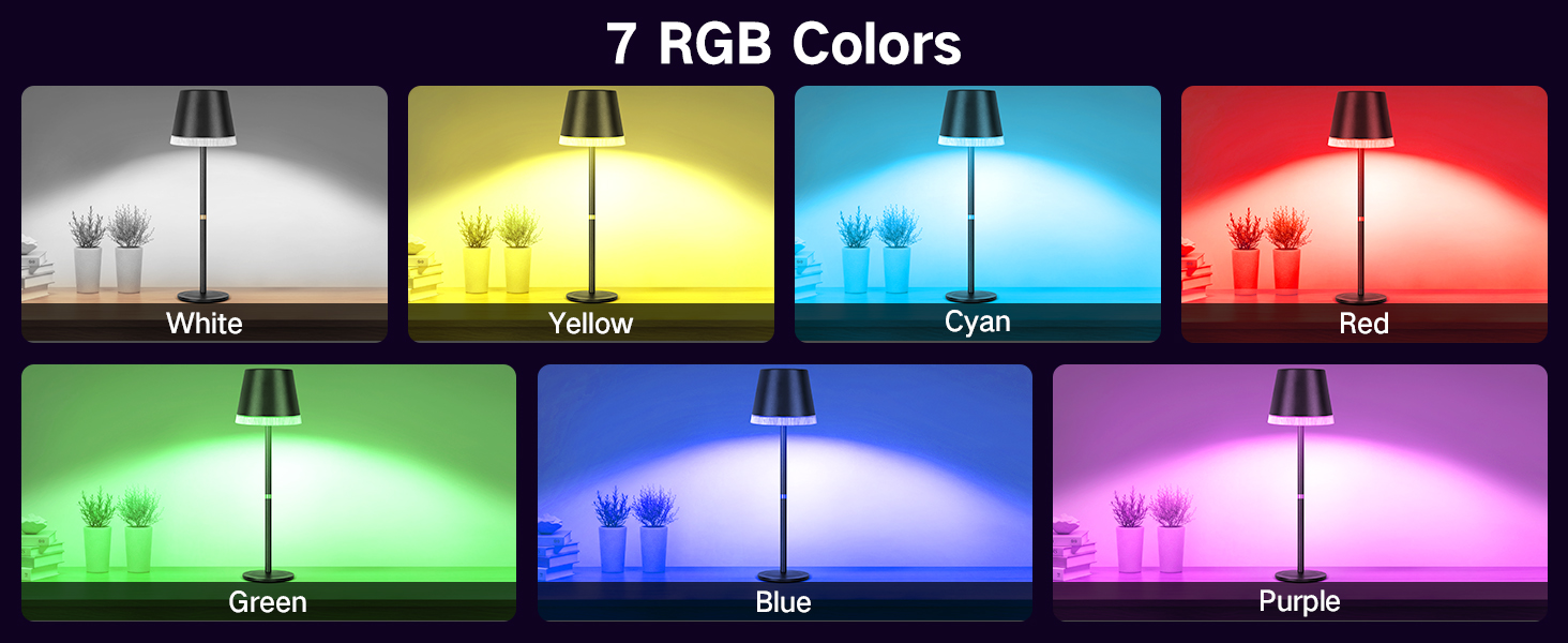 Настільна лампа LED акумуляторна бездротова OUTON з RGB підсвіткою, димуванням та сенсорним керуванням, чорна (2 шт)