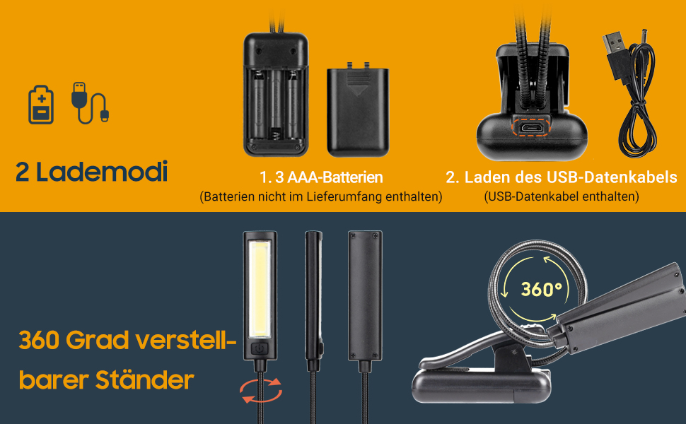 LED лампа для нотного пюльту Cahaya з 3 режимами яскравості, USB-кабель, регульована, сучасний дизайн