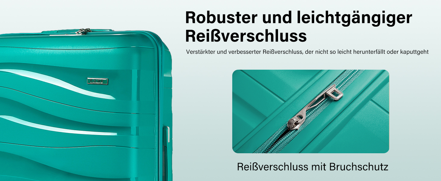 KONO Чемодан середнього розміру 65см з поліпропілену, з TSA замком, 65x46x26.5см (Зелений)