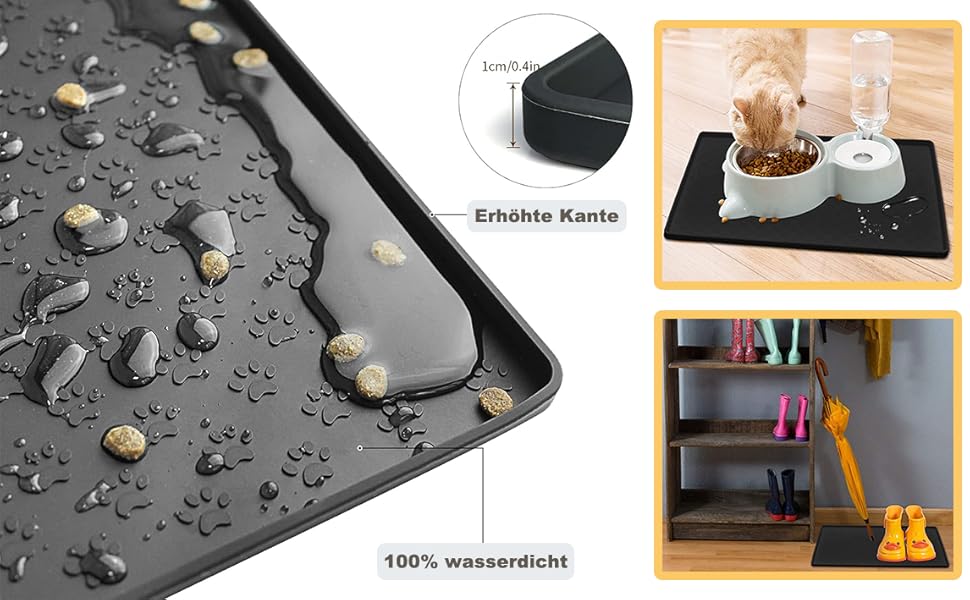 Підставка для миски для собак та котів Umtiti 60x40 см, кремового кольору, водонепроникна, з силікону, не слизька, для годування, L-1 шт.