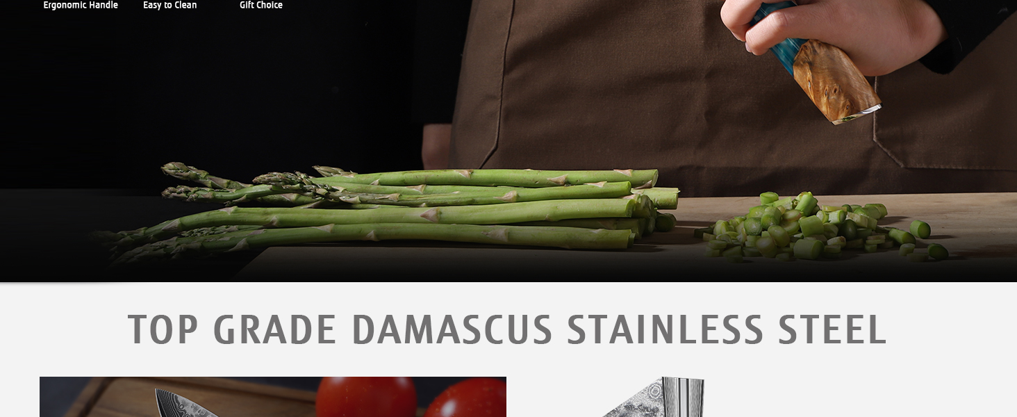 Японський ніж Hecef Damast 20 см з ручкою з харчової смоли: професійний кухонний ніж з дамаської сталі 67 шарів, з захистом для леза, подарунок для шеф-кухаря