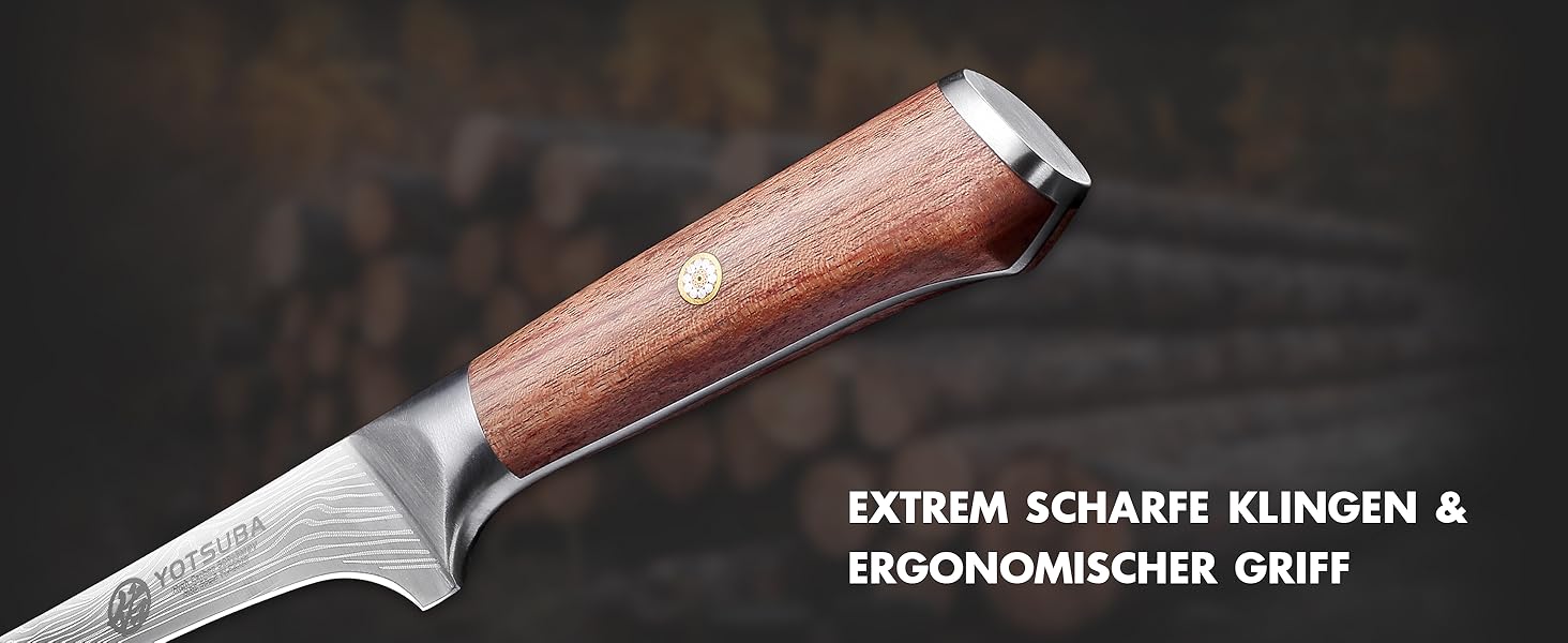 Японський кухонний ніж YOTSUBA 22 см - професійний шеф-ніж з високоякісної нержавіючої сталі з ергономічною ручкою, 18 см ніж для філетування