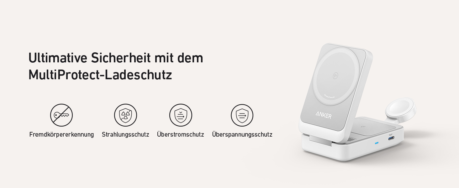 Anker MagGo 3-в-1 Бездротова Зарядна Станція Qi2 15W, Сумісна з MagSafe, для iPhone 17/16/15/14, Apple Watch 9, AirPods (з USB-C адаптером 40W) - Біла