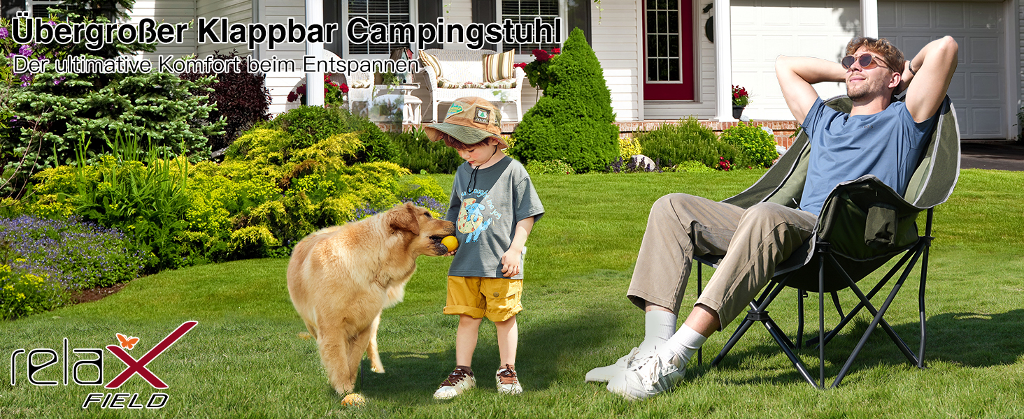 Великий складаний стул для кемпінгу RELAX FIELD, 227 кг, зелений