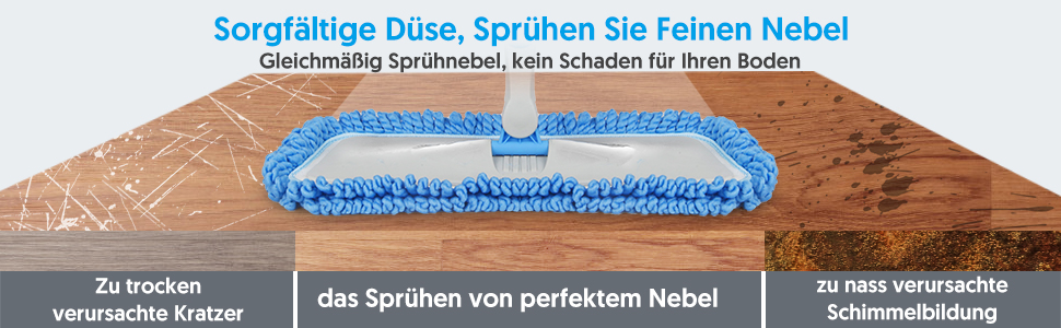 Швабра з розпилювачем, швабра для підлоги з розпилювачем, набір швабр з 3 змінними мікрофібрами, біла швабра з баком для води (435мл)