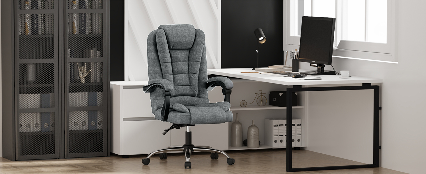 Крісло Rattantree для офісу та дому: ергономічне комп'ютерне крісло з регулюванням висоти та нахилу, PU шкіра (темно-сірий)