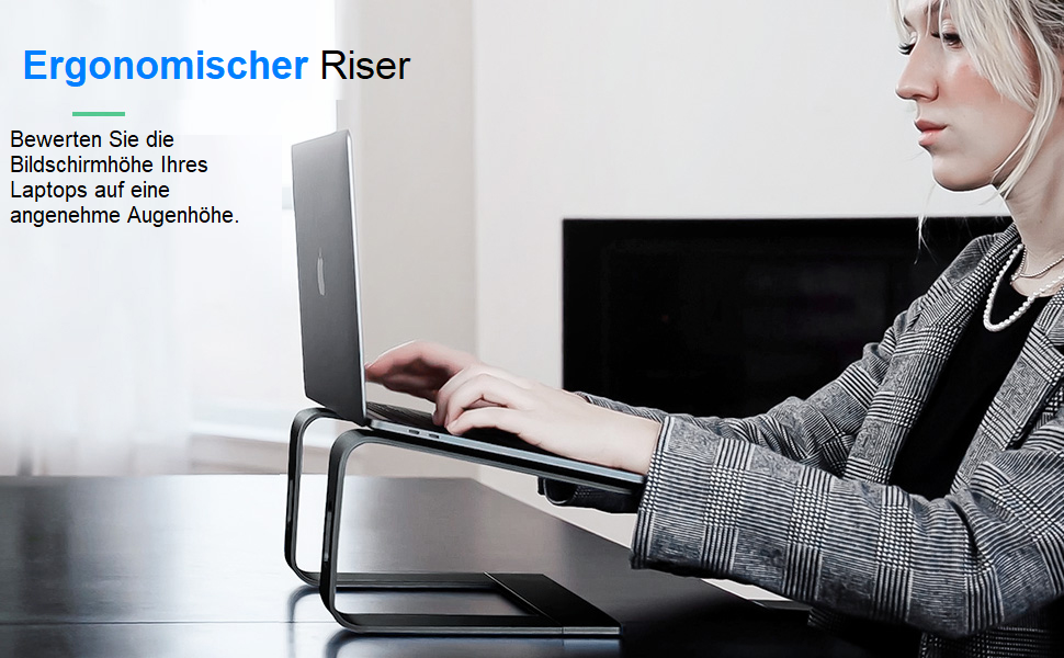 Підставка для ноутбука Nulaxy з алюмінію, ергономічна, з вентиляцією, сумісна з MacBook, Dell, HP, Samsung, Lenovo, 10-16 дюймів, сіра (C-Schwarz)