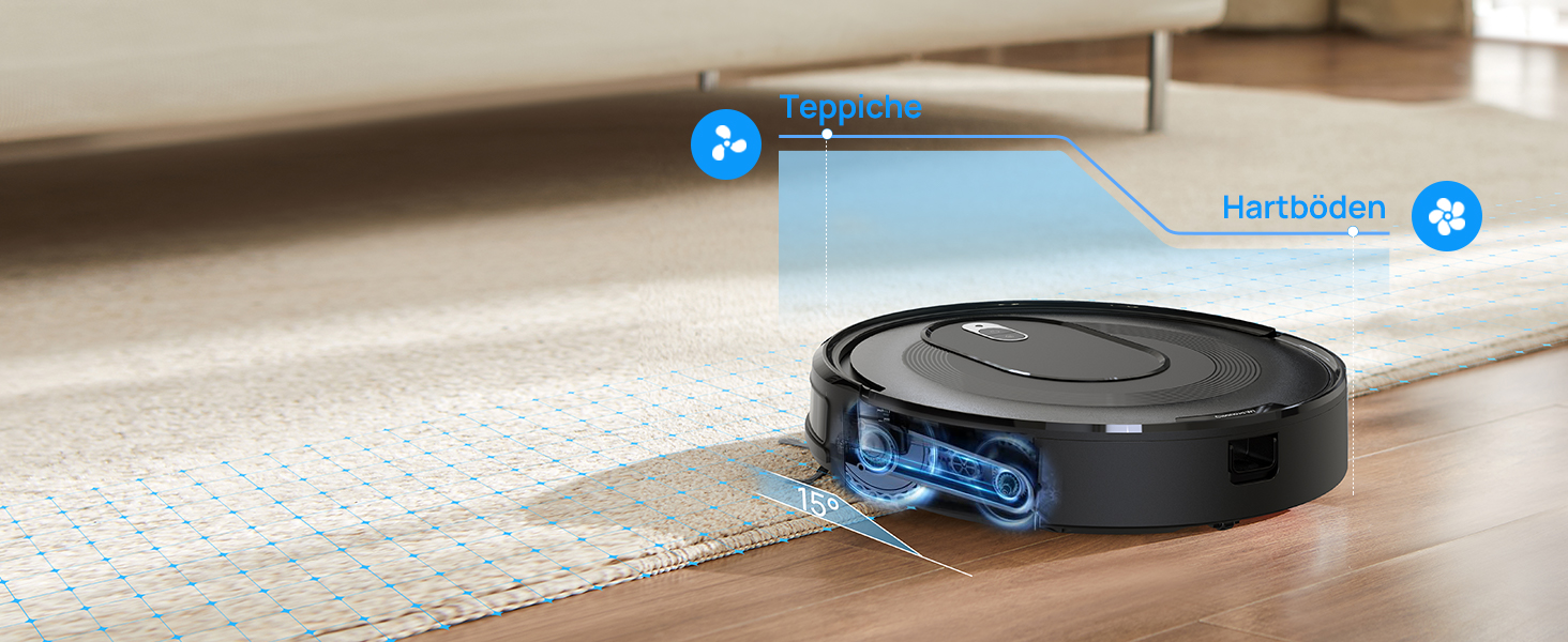 Робот-пилосос Vexilar W7 3-в-1 з функцією миття підлоги, потужність 4000Pa, сумісний з Alexa/App, для шерсті тварин, твердих підлог та килимів