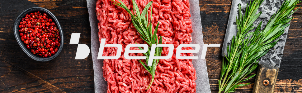 М'ясорубка електрична BEPER P102ROB200 з нержавіючої сталі, 1200 Вт + насадка для томатів