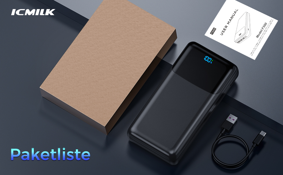 Power Bank 50000mAh з LED дисплеєм, 30W швидка зарядка, USB-C, 4 виходи та 2 входи - для iPhone, Android та планшетів