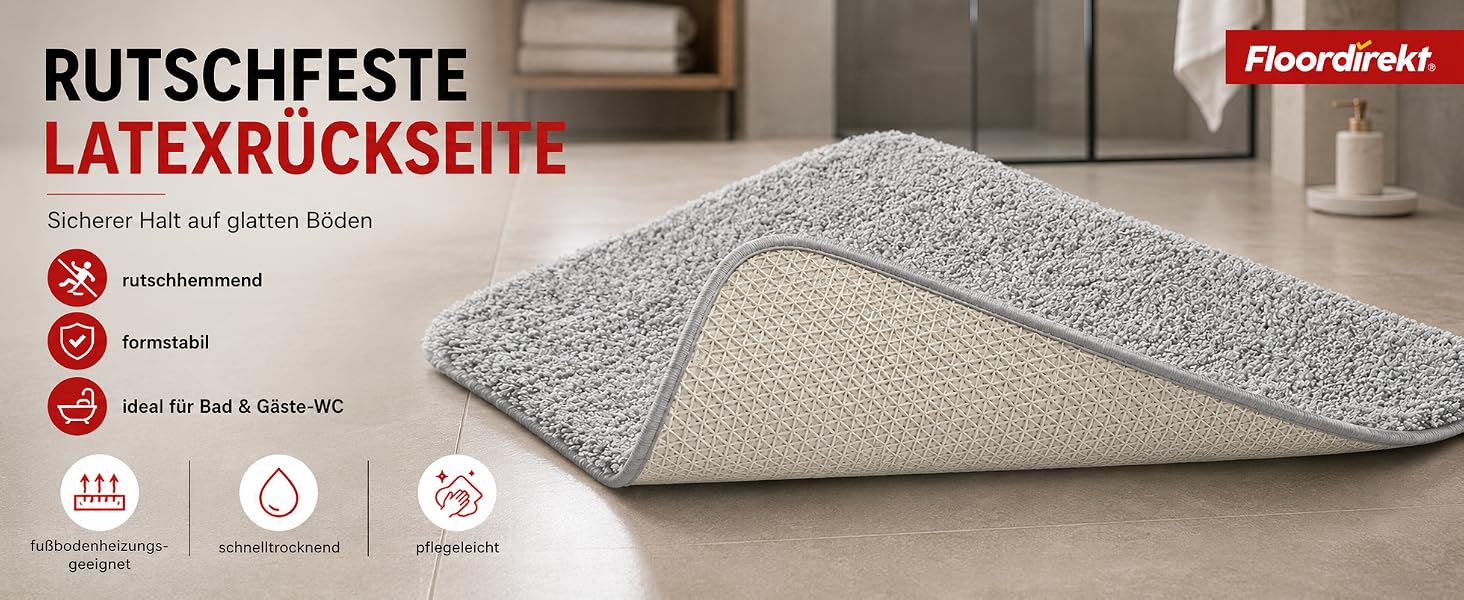 Килимок для ванної кімнати Floordirekt Sky, м'який високоворсовий, протиковзкий та швидкосохнучий, під підігрів підлоги, прямокутний (60 x 100 см, яблучно-зелений)
